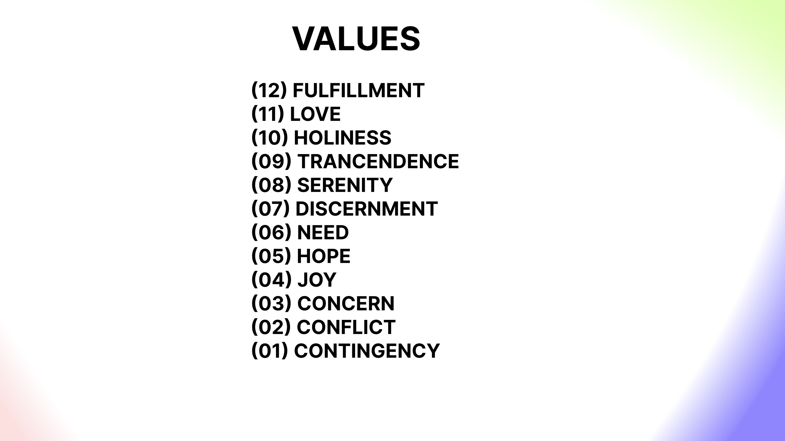 12 Values